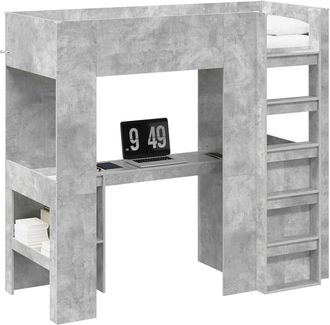 vidaXL Estructura De Litera Con Escritorio Gris Concreto 75 X 190 Cm Vidaxl