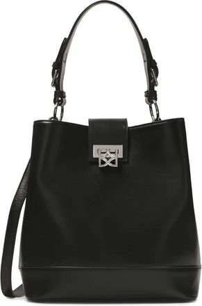 Kazar Zwarte handtas met decoratieve sluiting - Dames - Schoudertassen - Zwart - ONE Size - Leer - Tassen
