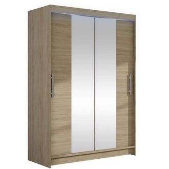 Mirjan24 Mobilier1 - Armario Closico 133, Roble Sonoma, 200x120x58cm, Puertas De Armario: Correderas, N&uacute;mero De Estantes: 0, Led