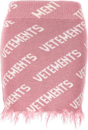 VETEMENTS Light Pink Iconic Lurex Monogram Skirt