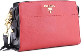 Prada Bibliotheque Saffiano leren crossbodytas - Zwart