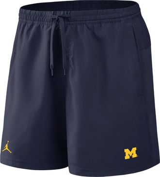 Nike Jordan Mens Michigan Primetime Primary Logo Jordan Brand Dri-FIT College Form Shorts in Blue | 0J5T41SMWN-8DV