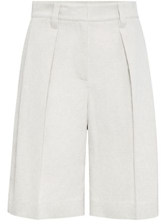 Brunello Cucinelli cotton-linen bermuda shorts - women - Cotton/Linen/Flax - 44 - White
