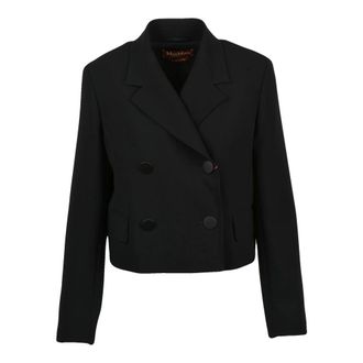 Max Mara Jassen, Dames, Zwart, S, Leer, Caprera Gacca Orta