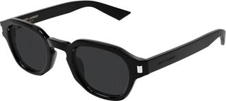 Saint Laurent SL 946 Ronde Zonnebril - Heren - Zonnebrillen - Zwart - 46 MM - Nylon - Accessoires