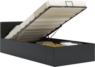 vidaXL Cama Canap&eacute; Hidr&aacute;ulica Cuero Sint&eacute;tico Negro 90x200 Cm Vidaxl