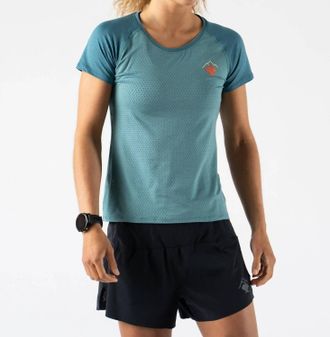 Rabbit Womens Ez Perforated Short Sleeve Trail Tee In Mineral Blue