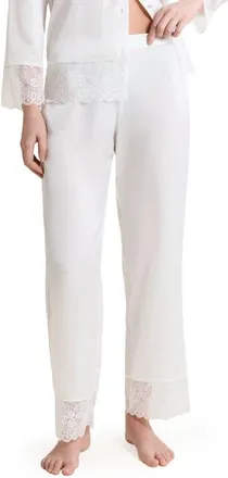 Etam Rencontre Lace Trim Pajama Pants in White at Nordstrom, Size X-Small