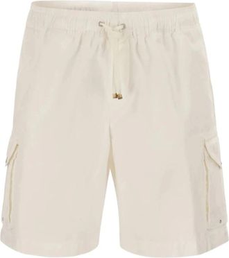 Brunello Cucinelli Cargo Shorts van katoen met trekkoord - Heren - Korte Broeken - Beige - M - Katoen - Korte Broeken