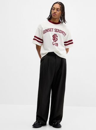 Djab Mens Chalk-stripe pleated wide pant Loose fit Imported from Seoul