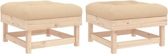 vidaXL Garden Footstools with Cushions 2pcs Solid Wood Pine Vidaxl