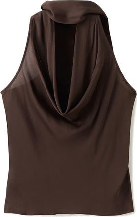 Mango Cowl Neck Sleeveless Top in Brown at Nordstrom, Size Small