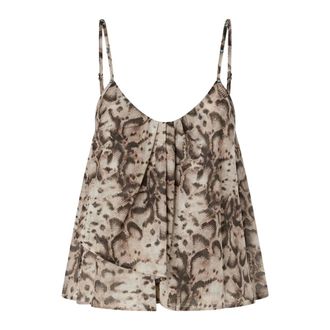 Pinko Sleeveless Tops, female, Beige, Size: XS Udine Printed Cropped Top