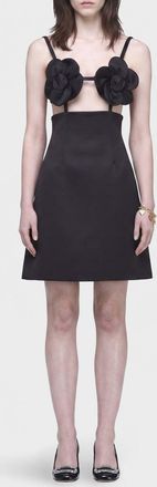 Marc Jacobs Mini abito Daisy in raso con spalle scoperte e fiore applicato