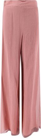 Max Mara Chiffon Wijde Pijp Broek - Dames - Wijde Broeken - Roze - L - Chiffon - Broeken