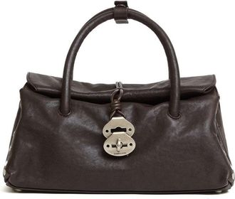 Zanellato Structured Brown Leather Handbag With Silver Lock Closure