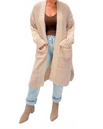 Promesa Cable Knit Cardigan In Oatmeal