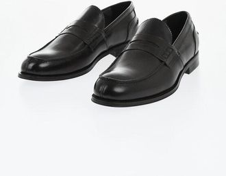 Corneliani Leather Penny Loafers with Leather Sole size 44,5