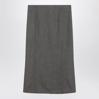 Maison Margiela Brown And Beige Patterned Wool Midi Skirt