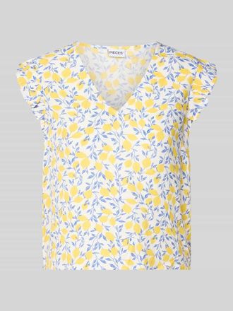 Pieces Regular Fit Blusentop aus reiner Viskose Modell BARRI in CORAL Melange, Gr&ouml;&szlig;e XL