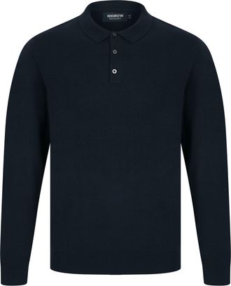 Kensington Eastside Mens Bokinni Long Sleeve Knitted Cotton Polo Shirt