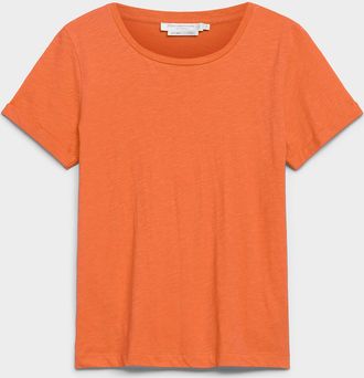 Contemporaine Womens Cuffed-sleeve organic cotton T-shirt