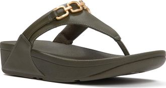 FitFlop Lulu Square-Chain TP Sandal in Deep Olive at Nordstrom, Size 11