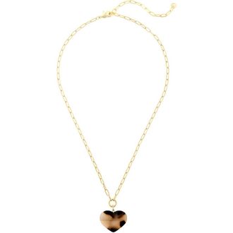 Machete Jewelry Midi Heart Pendant Necklace in Blonde Tortoise at Nordstrom