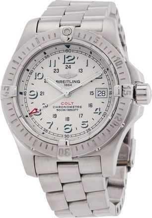 Breitling Pre-owned Breitling Colt II Quartz Silver Dial Mens Watch A7438010-G598BKLT
