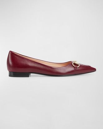 Gucci Erin Leather Horsebit Ballerina Flats