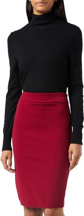 Find. Womens Midi Knee Length Pencil Skirt with Elasticated Waist (16-18, Wine)