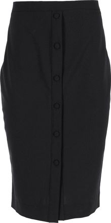 Altuzarra Button-Down Midi Pencil Skirt in Black Wool