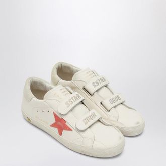 Golden Goose Old School Sneakers In White/Peach Colour