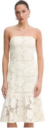 Guess Maisy Jurk - Dames - Casual kleedjes - Beige - M - Leer - Kleedjes