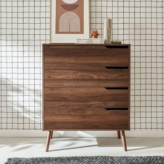 Sweeek 4-drawer Chest With Walnut Wood Effect