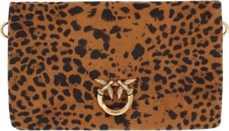 Pinko Borsa a spalla leopardata con dettaglio uccello - - Bags - Donna - Multicolore - ONE SIZE