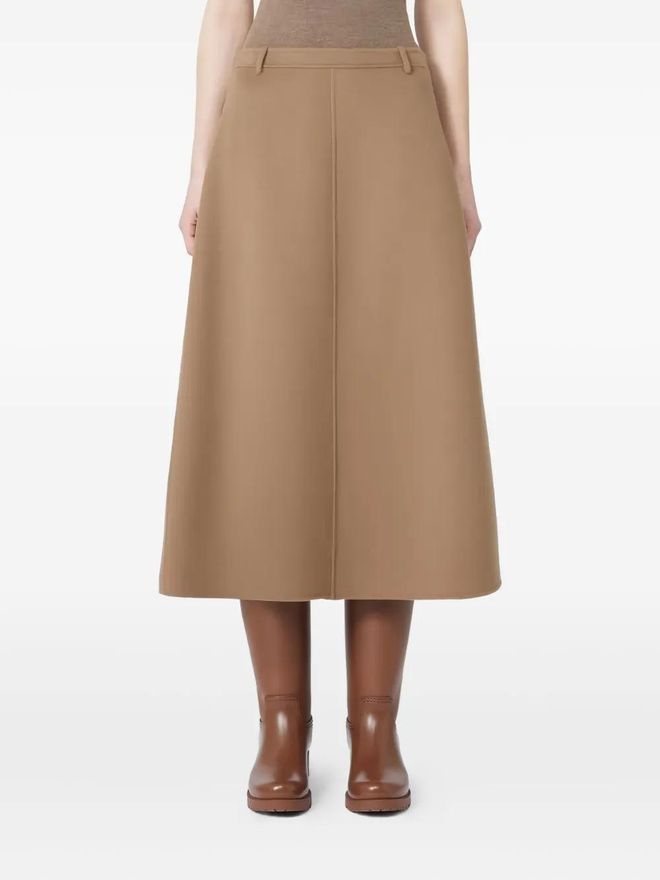 Jupe En Tweed Laine Lurex MAX MARA - Taille 12 - Marron/doré - Longueur Genou - Occasion Très Bon état
