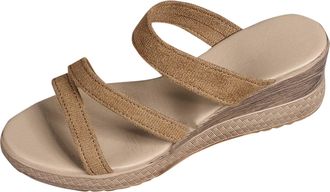 Generic Brown Womens Chunky Wedge Heel Sandals with Fish Mouth Design, Perfect for Casual Spring and Summer