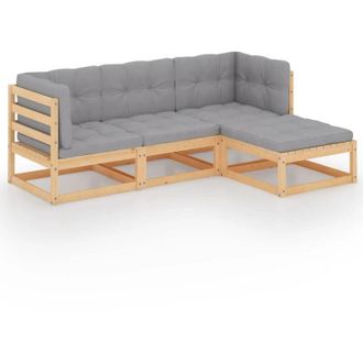vidaXL 4 Pcs Garden Lounge Set Con Cojines De Pino Masivos