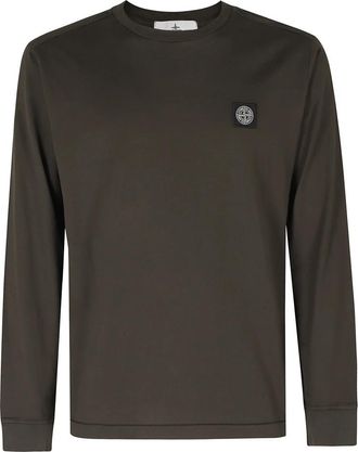 Stone Island 60/2 Katoenen Jersey T-shirt - Heren - Longsleeves - Groen - XL - Katoen - Tops