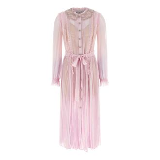 Self Portrait Shirt Dresses, female, Pink, Size: XS Pleated Georgette Midi Dress