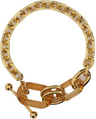Paco Rabanne Gold Sculptural Crystal Chain Link Necklace
