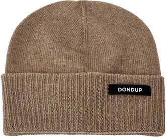 Dondup Berretto a coste con applicazione - - Accessories - Uomo - Beige - ONE SIZE
