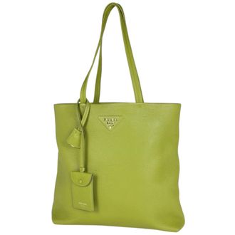 Prada Green Leather Tote Bag (Pre-Owned)