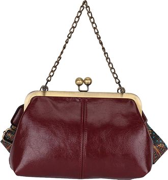 Generic Kexpery Womens Retro Shoulder Bag in PU Leather Evening Bag Clutch Gift with Kiss Lock Clasp