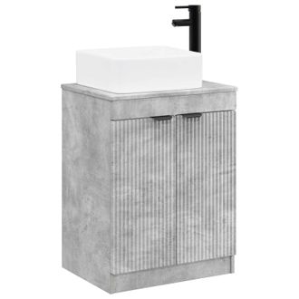 vidaXL Juego De Muebles De Ba&ntilde;o Gris Hormig&oacute;n Madera De Ingenier&iacute;a Vidaxl