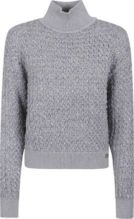 Elisabetta Franchi Bouclé Sweater With High Neck And Textured Finish
