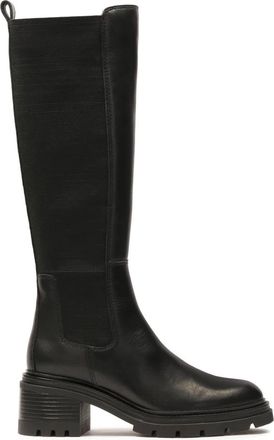 Kazar Laarzen met elastische stof. Dit product valt klein uit. - Dames - Hoge Laarzen - Zwart - 40 EU - Leer - Schoenen