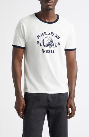 Second/Layer Flick Spark Inhale Cotton Ringer T-Shirt in White/navy at Nordstrom, Size X-Large