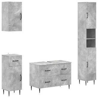 vidaXL Vidaxl Set Di Mobili Da Bagno Da 4 Pezzi Haarlem Grigio Cemento